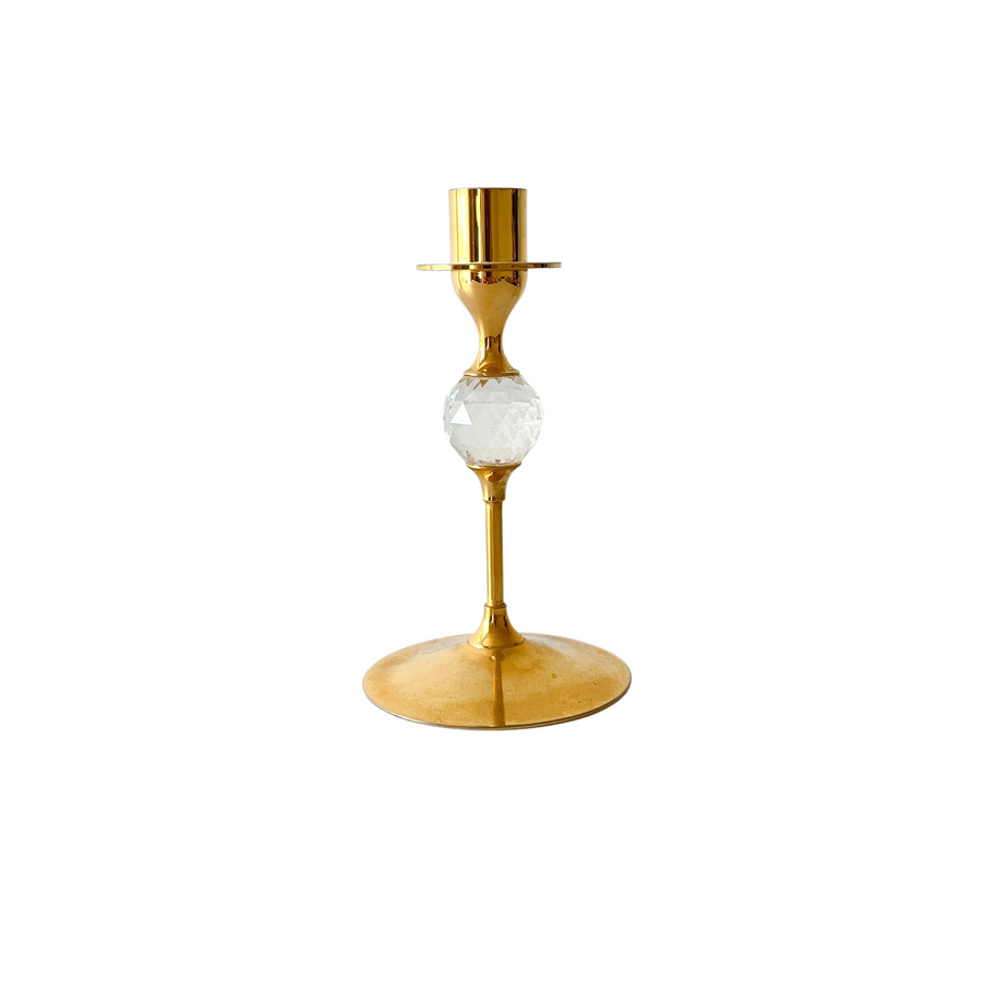 Brass & glass vintage candle holder
